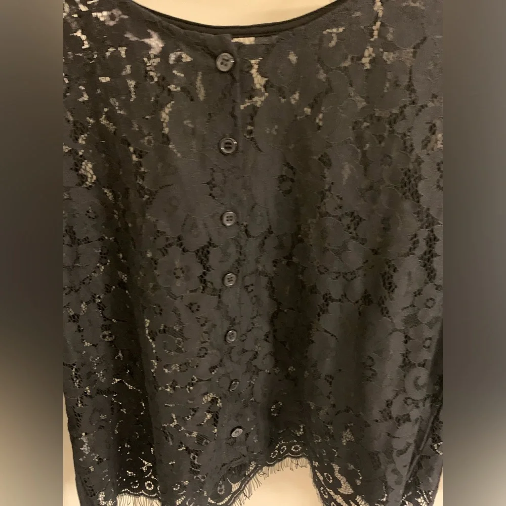 Anthropologie Bishop + Young Black lace top buttons up back - Picture 3 of 3